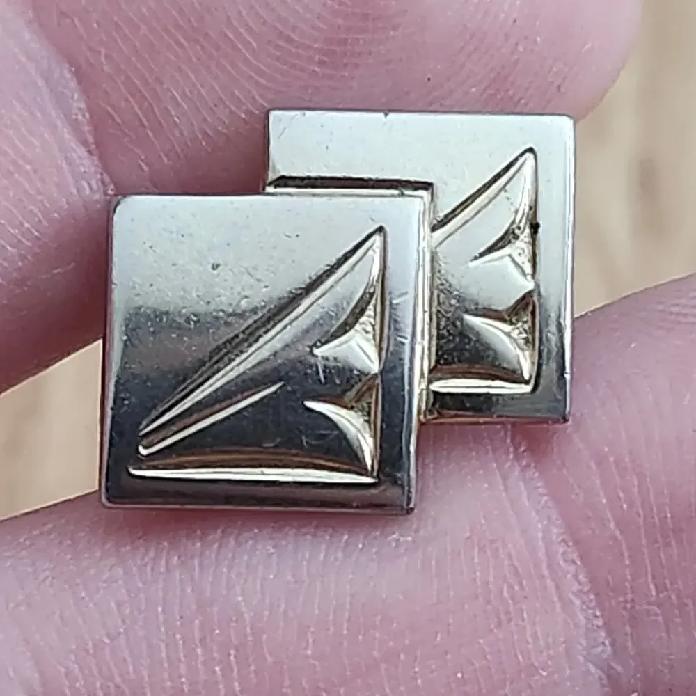 Men's Vintage Gold Tone Square Cufflinks Geometric Modernist Swivel Back Set
